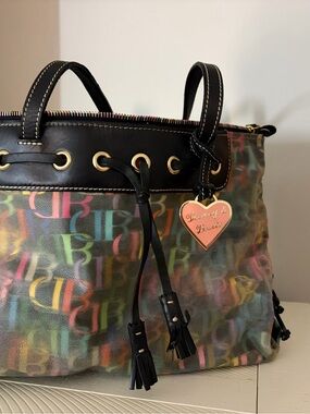 Dooney & Bourke Multicolor Logo Tote with Black Trim